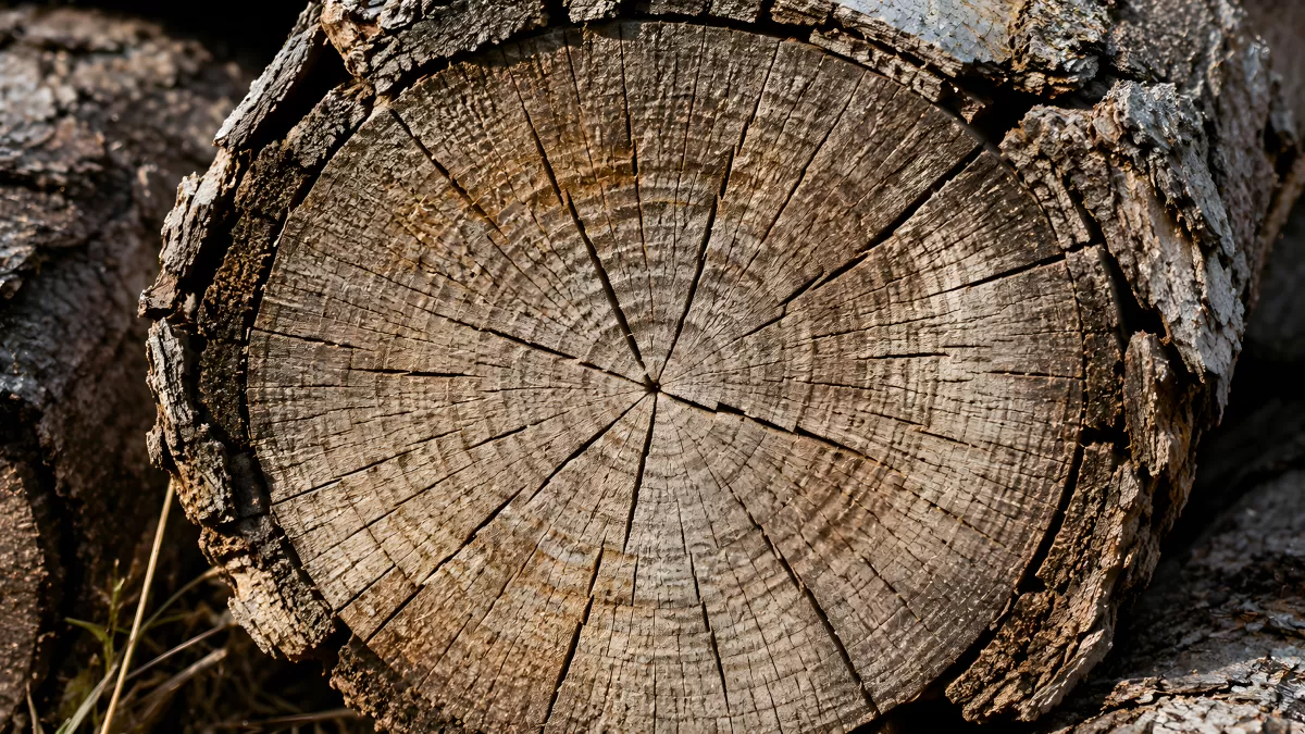 Querschnitt eines alten Baumstamms mit Jahresringen