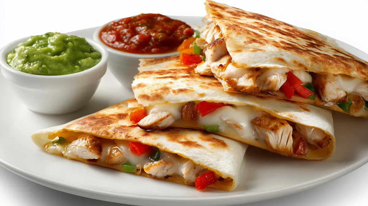 Quesadilla mit Hühnchen, Käse und Paprika