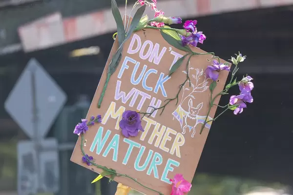 "Don't fuck with Mother Nature" - Demoplakat beim weltweiten FfF-Klimastreik
