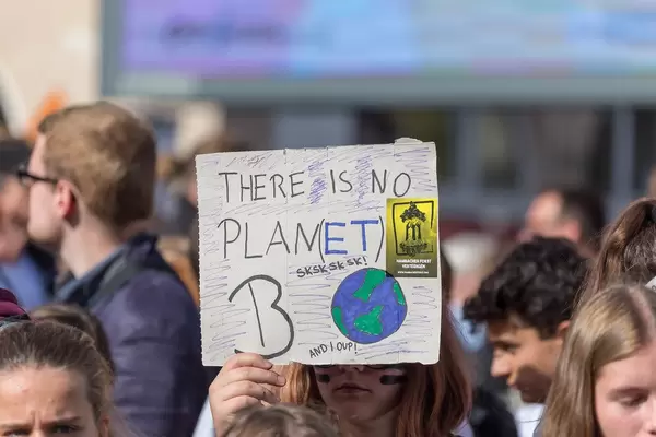 "There is no Planet B" - girl holds sign at climate strike march in Cologne, Germany