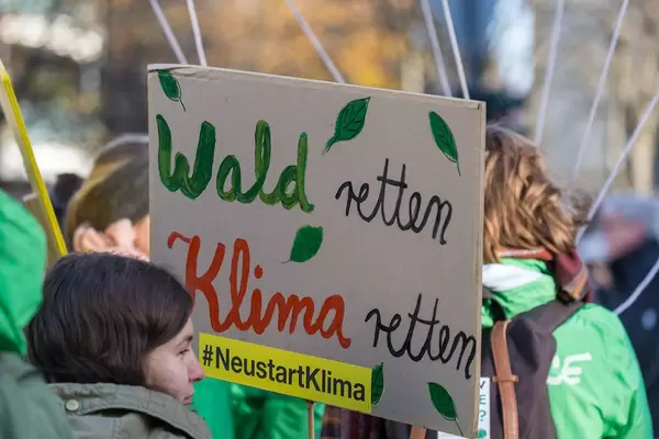 "Wald retten - Klima retten" als Nachricht von den Demonstranten bei den Fridays for Future am 29.11. in Köln