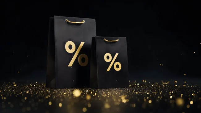 Rabatt-Shopping-Taschen in Schwarz und Gold
