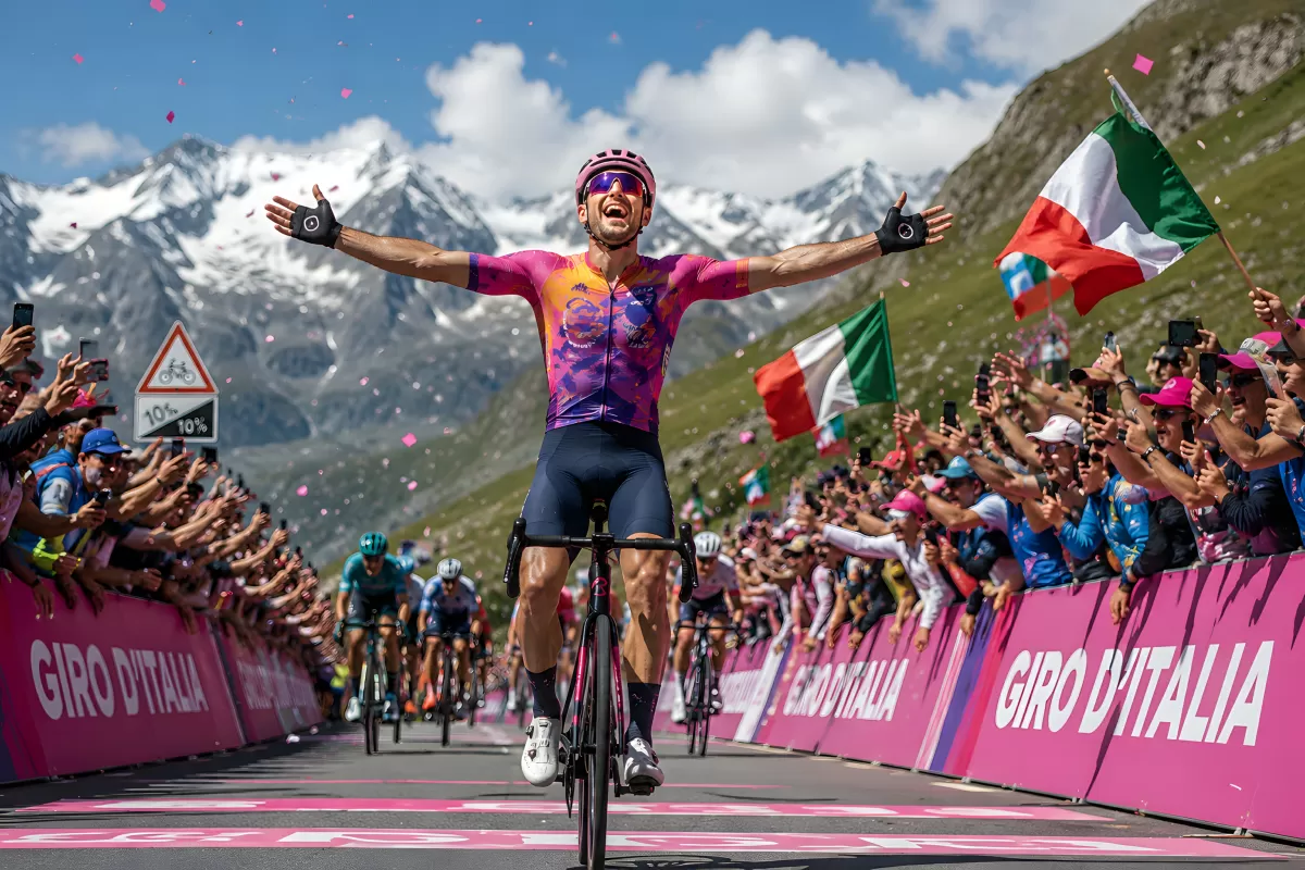 Radfahrer feiert Etappensieg beim Giro d Italia