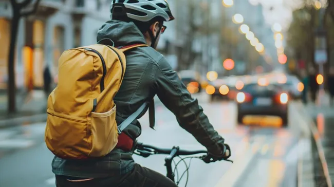 Radfahrer in der Stadt bei Nacht - Urbaner Verkehr und Mobilität
