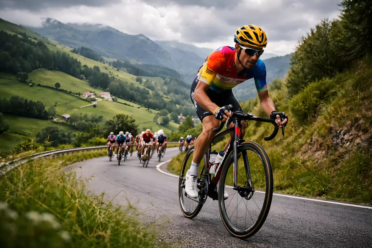 Radrennen in den Alpen mit Bergkulisse