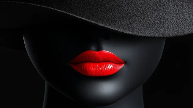 Rätselhaftes Portraitfoto mit roten Lippen