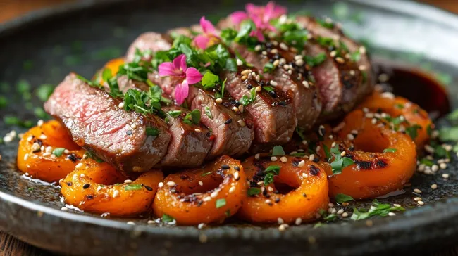 Raffinierter Rinderbraten mit karamellisierten Aprikosen