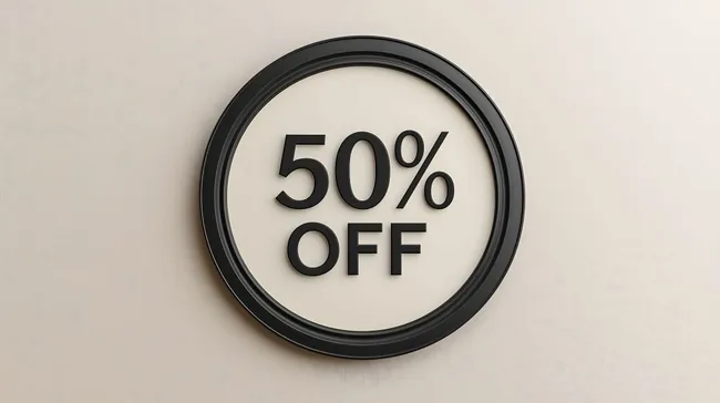 Rahmendes Sonderangebot-Schild mit 50% Rabatt