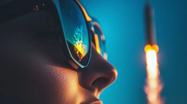 Raketenstartspiegelung in Sonnenbrille