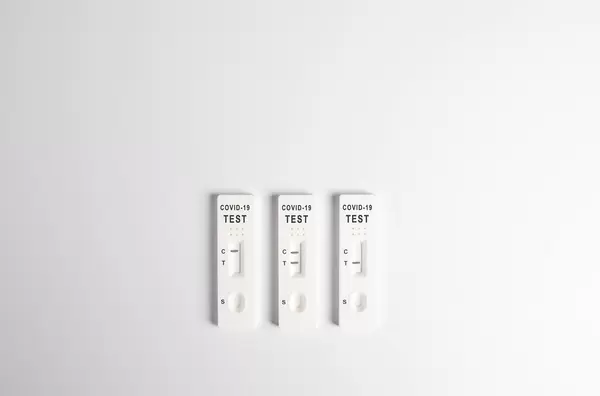 Rapid test kit with different positive and negative for COVID-19 - quick fast blood test - detection of antigens COVID19 disease - coronavirus