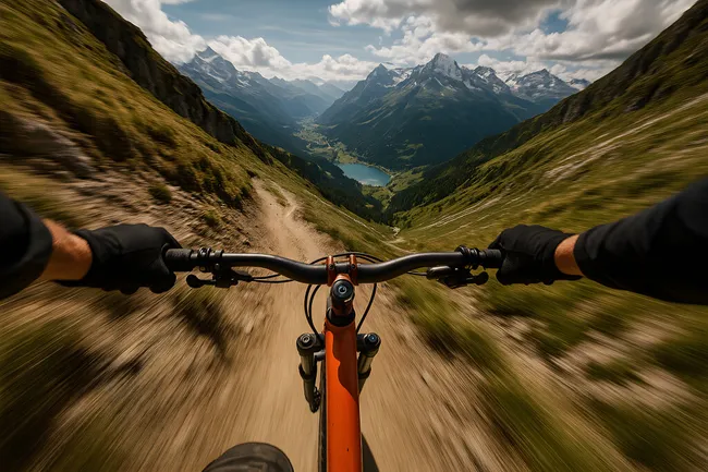 Rasante Mountainbikefahrt durch die Alpen