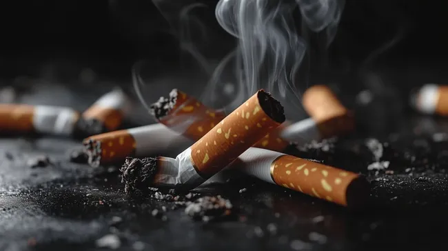 Rauchende Zigaretten auf dunklem Hintergrund