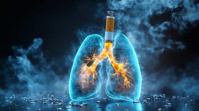 Raucherhusten - schädliche Zigarette zerstört Lunge