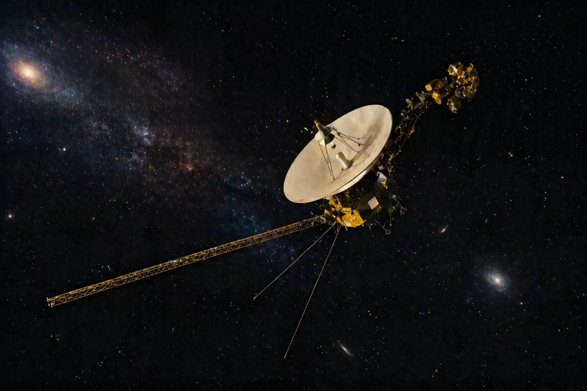 Raumsonde im Weltall vor funkelndem Sternenhimmel