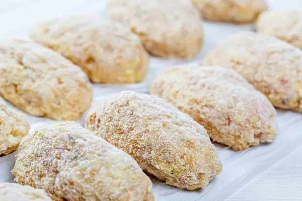 Raw frozen chicken cutlets