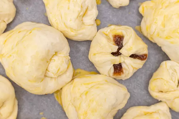 Raw Homemade Crunchy Cookies with Jam filling ready for baking