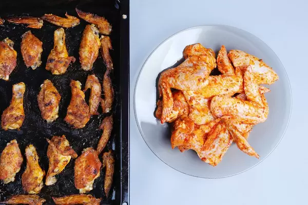 Raw versus baked chicken wings