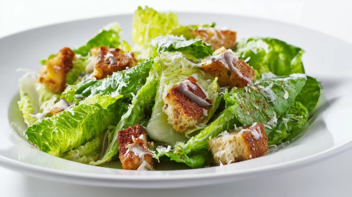 Real American Caesar Salad mit Croutons und Parmesan