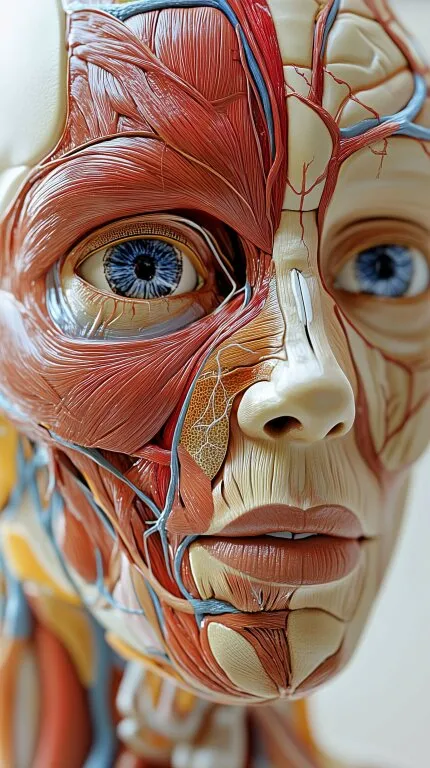 Realistische Darstellung der menschlichen Gesichtsmuskulatur