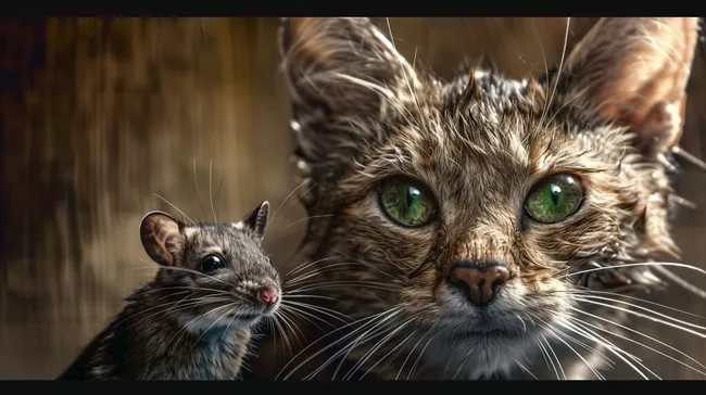 Realistische Katzen-Nahaufnahme mit Maus