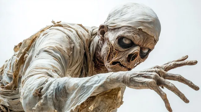 Realistische und detaillierte Mumien-Kreatur in gefährlicher Pose