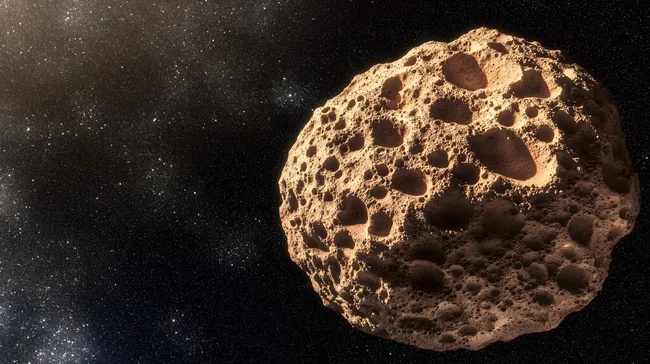 Realistischer Asteroid im Weltraum mit Sternenhintergrund