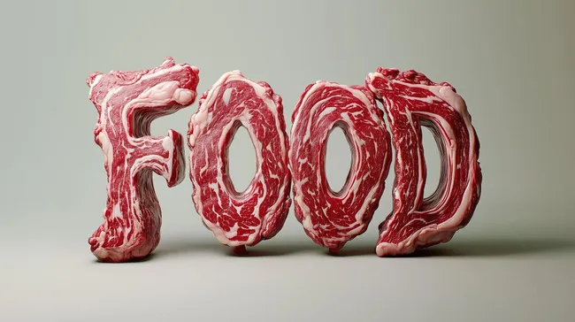 Realistisches Fleischbuchstaben-Arrangement