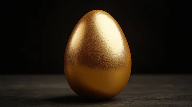 Realistisches goldenes Osterei auf dunklem Grund