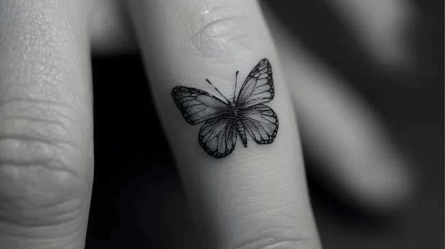 Realistisches Schmetterlings-Tattoo in Schwarz-Weiß