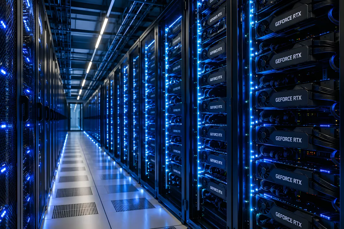 Rechenzentrum mit NVIDIA GeForce RTX GPU-Servern