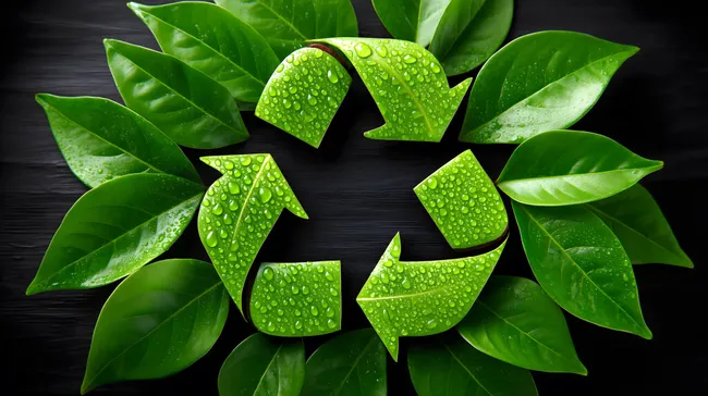 Recycling-Symbol aus frischen grünen Blättern