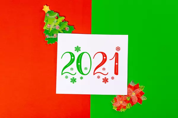 Red-green 2021 new year background