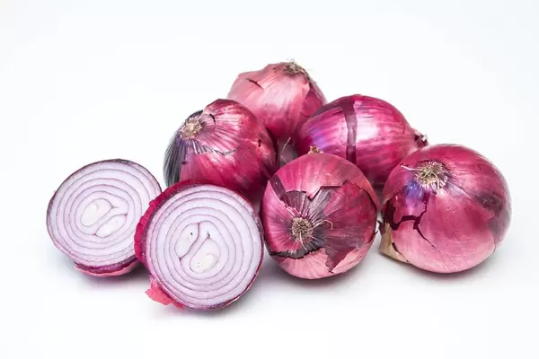 Red Onion on a White Background