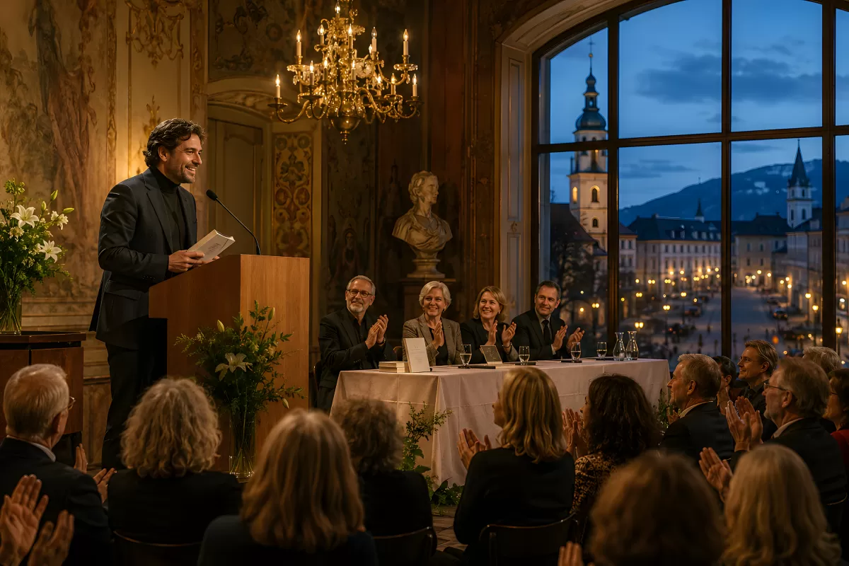 Redner bei feierlicher Preisverleihung in Barockpalais