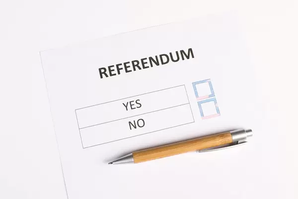 Referendum form with wooden pencil