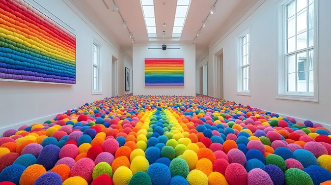 Regenbogen-Installationskunst in moderner Galerie