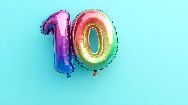Regenbogen-Luftballon für 10. Geburtstag