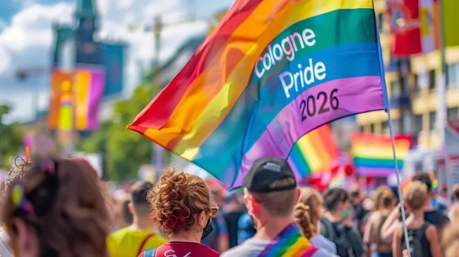 Regenbogenfahne bei Kölner Christopher Street Day Parade