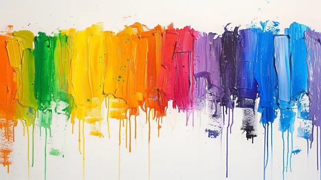 Regenbogenfarbene Farbkleckse auf weißem Hintergrund