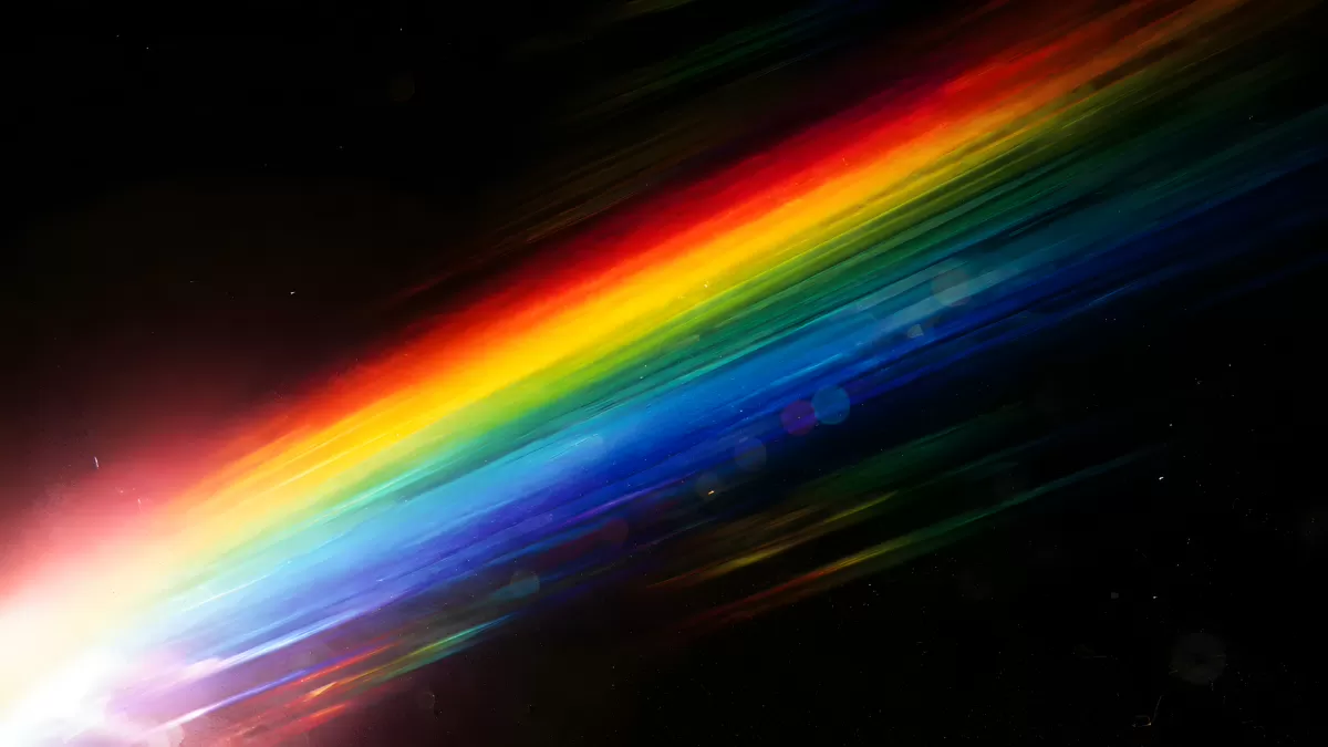 Regenbogenspektrum aus Licht auf schwarzem Hintergrund