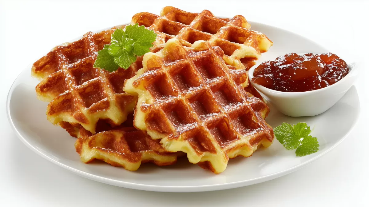 Reibekuchen Waffeln aus Kartoffeln mit Marmelade