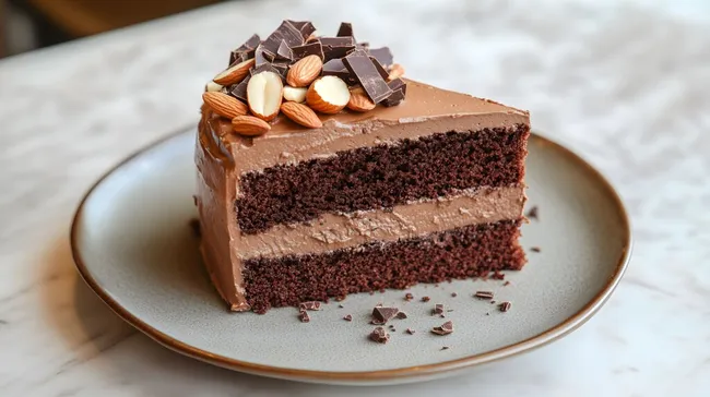 Reichhaltiger Schokoladenkuchen mit Mandeln