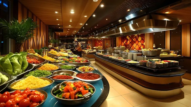 Reichhaltiges Buffet mit vielfältiger Speiseauswahl