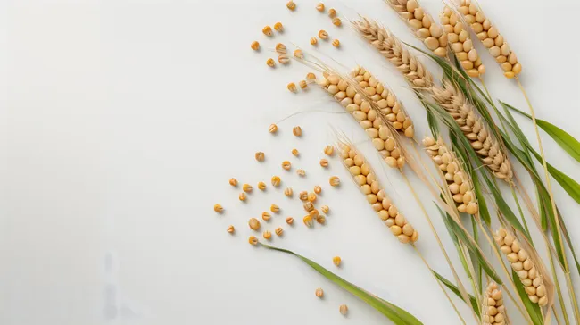 Reife Getreidekörner und Ähren auf weißem Hintergrund