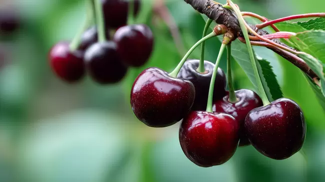 Reife, saftige Kirschen am Baum