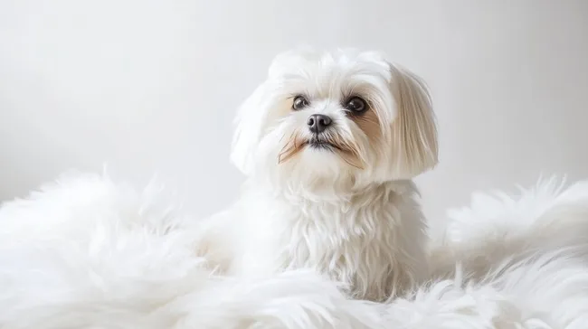Reinrassiger, flauschiger Shih Tzu-Hund in Weiß