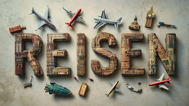 Reise rund um die Welt in Form eines Schriftzuges