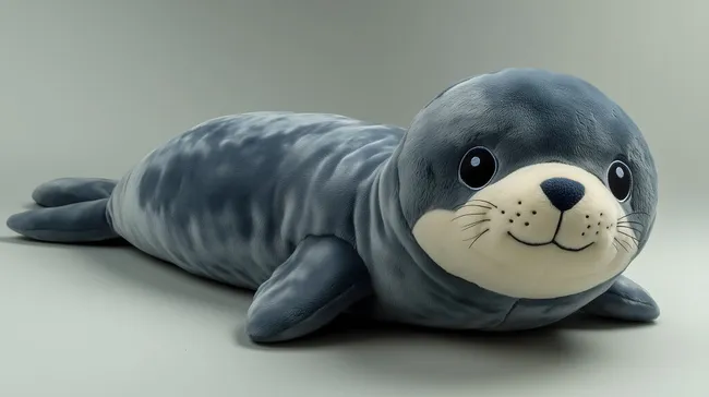 Reizender grauer Robbensaugfigur mit Glitzer-Augen