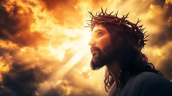 Religiöses Porträt eines Mannes mit Dornenkrone
