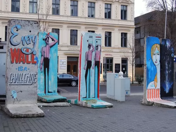 Remains of Berlin wall at Checkpoint Charlie
